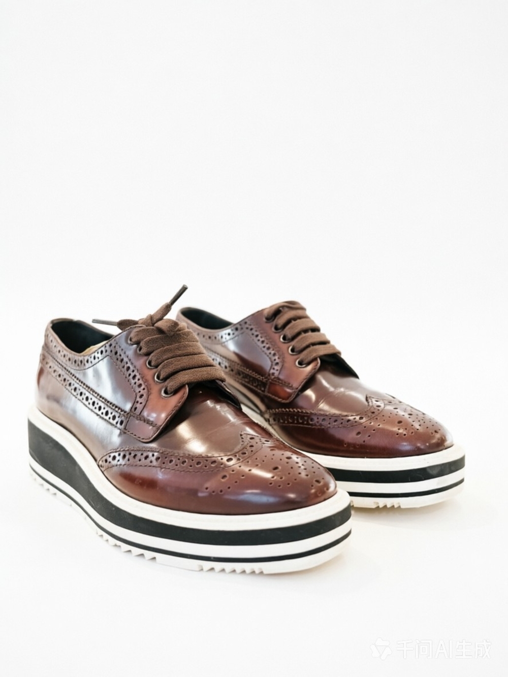 Prada Brown Wingtip Platform Oxfords